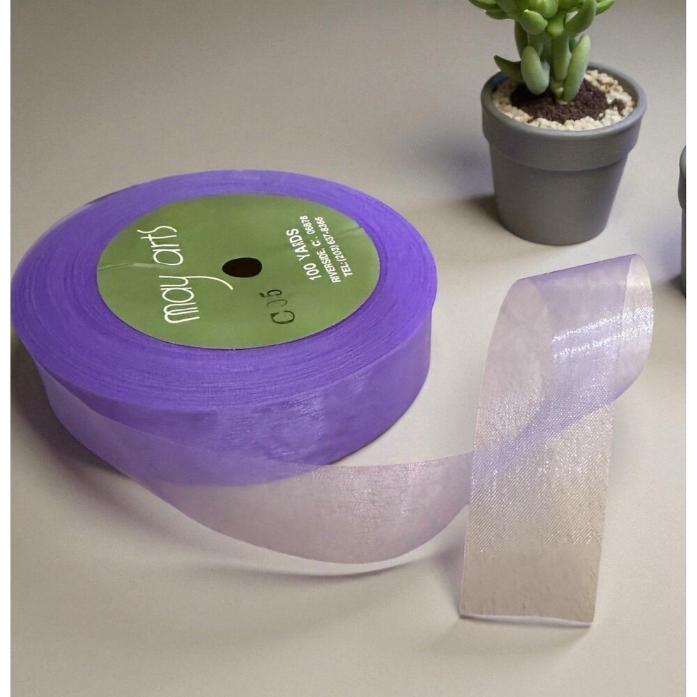 Vintage May Arts 3/4” Sheer Purple Ribbon - 100 Yard Spool